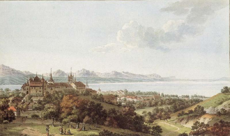 Johann Ludwig Aberli Seen Lausanne oil painting image